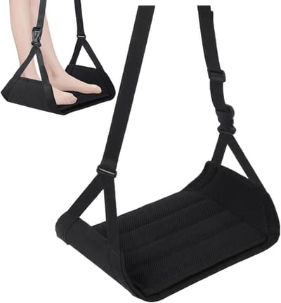 Voet Hangmat - Voetsteun - Comfortabel Reizen - Verstelbare Banden - 27.5x23cm - Zwart