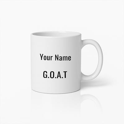 Gepersonaliseerde G.O.A.T Mok – Koffiebeker met Naam, Perfect Cadeau voor de Grootste Aller Tijden