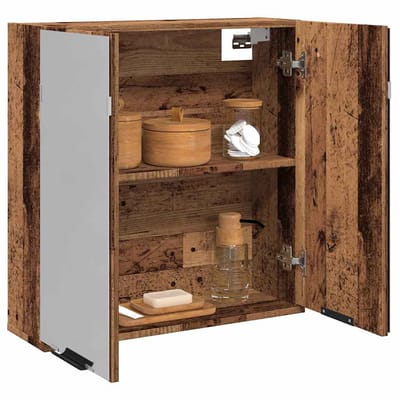 vidaXL - Badkamerspiegelkast - 64x20x66,5 - cm - bewerkt - hout - oud - houtkleurig
