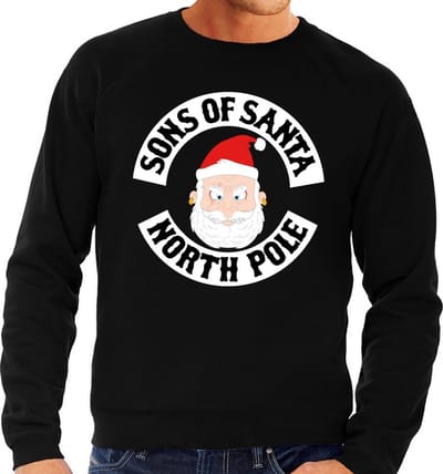 Bellatio Decorations Foute kersttrui - sweater - zwart - Sons of Santa - heren - motorrijders - Bikers - kerstkleding S