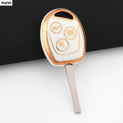 Roze TPU Sleuteletui Voor Ford Fiesta Mk7 Mk5 Mk6 Mondeo Focus 2 Mk2 Transit Ka Fusion C-Max S-Max Accessoires Auto Sleutelhoes beige