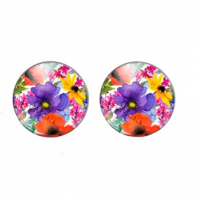 Clip Oorbellen-Nerissa-2 cm paars bloem