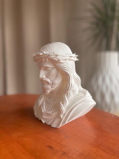 Jezus Beeld Christus Beeld Doornenkroon Beeld Religieus Beeldhouwwerk Woondecoratie Heilige Kunst Christelijk Cadeau Katholiek Beeldje | White