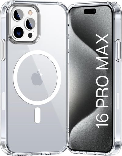 iPhone 16 Pro Max Hoesje backcover Shockproof siliconen Transparant met geïntegreerde magnetische cirkel