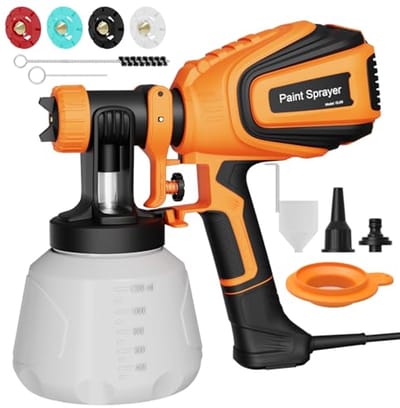 Elektrische Verfsproeier met 700 W en 1200 ml Reservoir - 4 Sproeiers, 3 Sproeipatronen en Instelbare Stroom