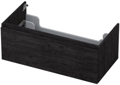 INK - Onderkast 1 Lade Greeploos met Houten Keerlijst - 900x450x350 Mm - Houtskool Eiken