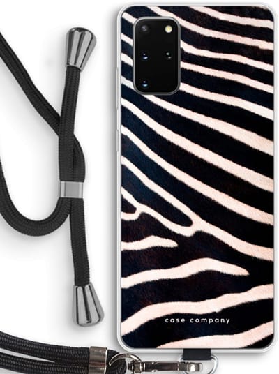 Hoesje met koord geschikt voor Samsung Galaxy S20 Plus hoesje met Koord - Zebra - Telefoonhoesje met Zwart Koord - Bescherming aan alle Kanten en Over de Schermrand
