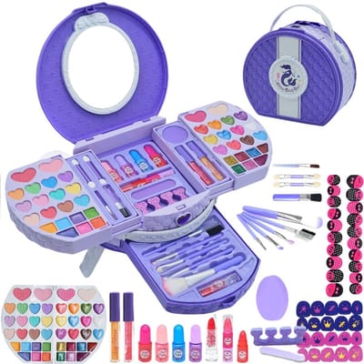 ApexArte® Make up Koffer Meisjes - Kinder Speelkoffer met Inhoud - Make Up Set voor Kinderen - Paars