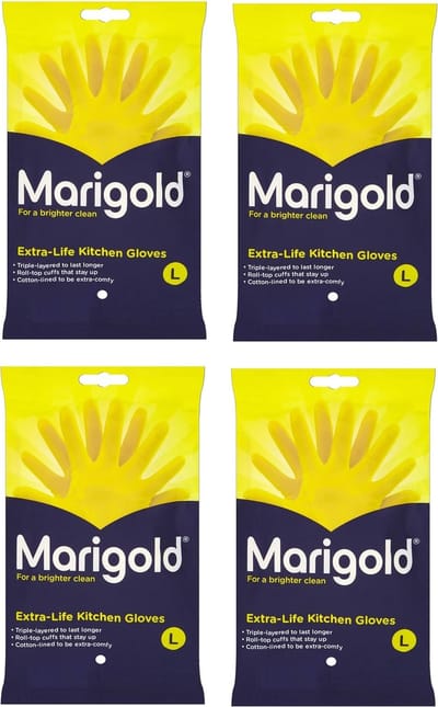 Marigold Huishandschoen - Extra Life- Geel -Maat L- 4 x 1 stuks Voordeelverpakking!