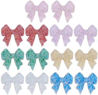 14 stuks 7 kleuren vlinderkralen van fonkelende lint, glitterkralen, 3D, siliconen strik, grote kraal, strik, bedels voor het maken van sieraden, doe-het-zelf