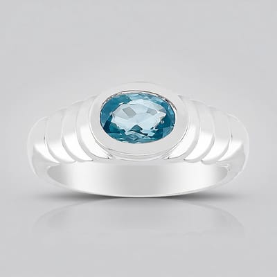 Cavill - Zilveren Ovale Ratanakiri Zirkon Ring 0,961 ct - 925 Sterling Zilver Bezel Zetting - Elegante Ring Met Edelsteen Blauw Paars