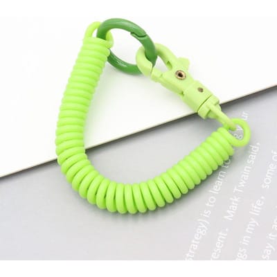 Spiraalveren sleutelhanger Rekbare spiraalveer Intrekbare spiraalveren sleutelhanger met metalen sluiting Sleutelhangerhouder Lanyard groen