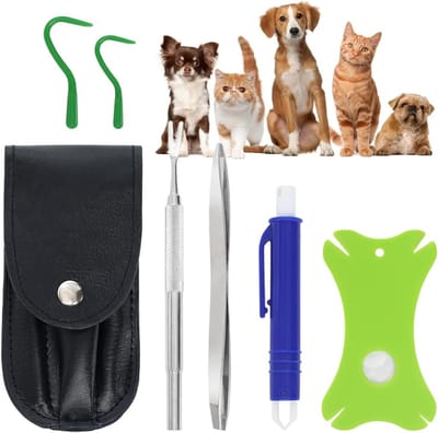 Set van 5 Tekenverwijderaars met Opbergdoos - Teken Tangen voor Honden en Katten - Dierenbescherming en Veiligheid voor Kinderen - Effectieve Tekenbestrijding