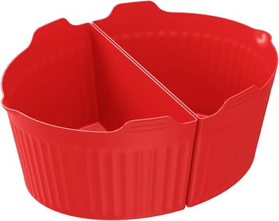 Slow Cooker Inzet - Maaltijd Divider - Twee Gerechten - Lekvrij Ontwerp - 20x20x5 cm - Rood