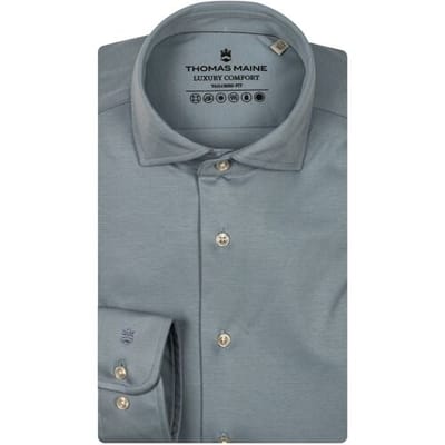 Thomas Maine Overhemd Roma Modern Kent Uni Color Luxury Comfort Midden Blauw / male