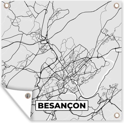 Tuin poster Frankrijk - Besançon - Stadskaart - Plattegrond - Kaart - 200x200 cm - Tuindoek
