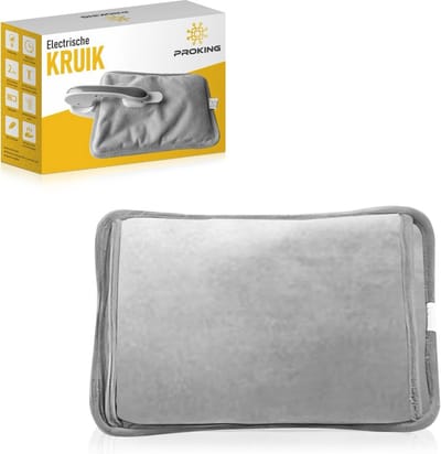 PROKING Elektrische Kruik - Met Handverwarmer - Warmtekussen - Warmwaterkruik - Draadloos - Buikverwarmer - Nekverwarmer - Rugverwarmer - Kruik voor in Bed - Grijs