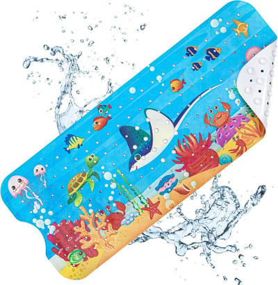 Badmat, antislip, 100 x 40 cm, BPA-vrij, pvc-douchemat met zuignappen, antislipmat, badkuip, machinewasbaar