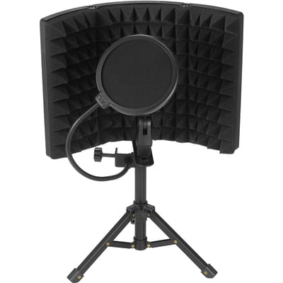 Écran d'isolation de microphone avec éponge absorbante haute densité, 3 panneaux pliables, pare-vent, mini-plaque de pare-vent, housse d'isolation sonore noir