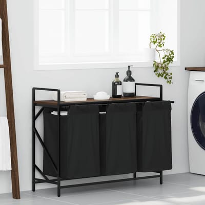 vidaXL - Wasmand - 3 - vakken - met - plank - bruin - eikenkleurig