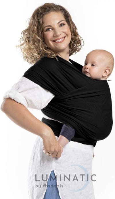 Baby Draagdoek - Babywrap - Baby Carrier - Babydrager - Buikdrager Baby – Baby Draagzak - Baby Sling - Geweven Doek - Wikkeldoek - Geen Kenmerk/Logo - Rekbaar | Luminatic® | Ergonomisch | Met Tasje | Zwart