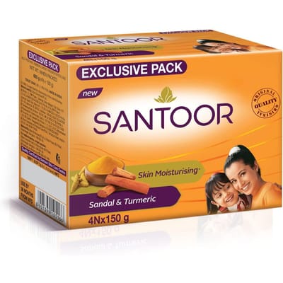 Santoor Huidverzorgende Sandal & Kurkuma Badzeep met Voedende & Anti-Aging Eigenschappen| Voor Zachte & Glanzende en Jonger Uitziende Huid| Voor Iedereen beige