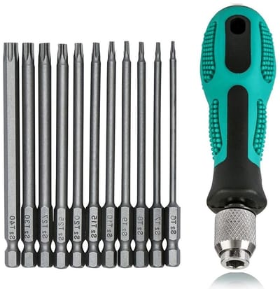 Dailygoody - Torx schroevendraaierset - 12 stuks - Magnetisch - Turquoise - Schroevendraaiers voor accuschroevendraaier - Geschikt voor elektrische in