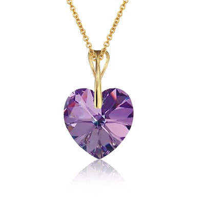 Montebello Ketting Pim HZ115 - Swarovski Hart - 925 Zilver Verguld - Ø14mm - 50cm