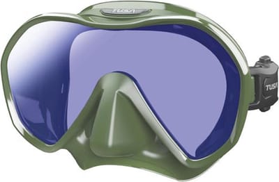 TUSA Zensee Pro - Premium duikmasker met geïntegreerde lens, panoramisch zicht, antireflecterende lens met UV420, licht en comfortabel - Zwart/Khaki - M1010S QKHA