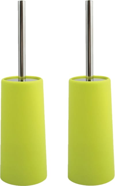 MSV Toiletborstel in houder/WC-borstel - 2x - appelgroen - kunststof - 35 cm