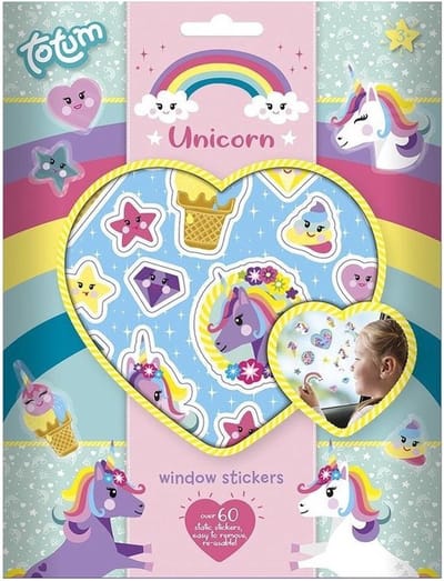 Totum unicorn raamstikkers - 60x stuks - eenhoorn/unicorn - autoraam - decoratie