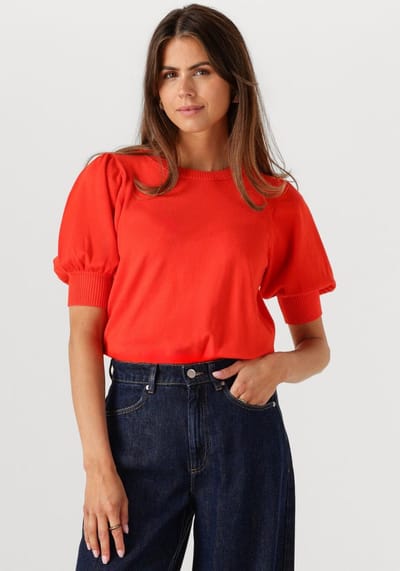 Minus Liva Knit Tee Tops & T-shirts Dames - Shirt - Oranje - Maat XS