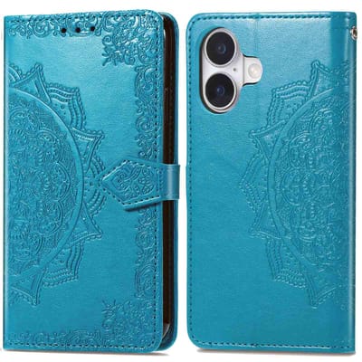 imoshion Hoesje - Geschikt voor Apple iPhone 16 - Mandala Bookcase - Turquoise
