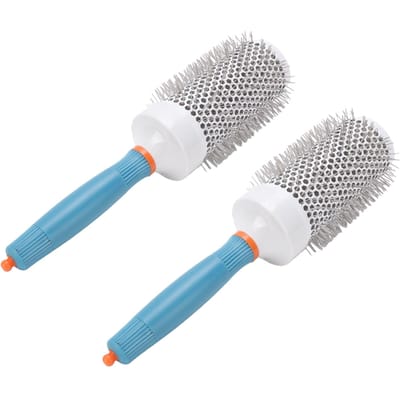 2 pièces Peigne de Coiffure Peigne Rouleau Céramique Tube Aluminium Résistant à la Chaleur Brosse à Cheveux Coiffante avec Dents en Nylon 53mm gray