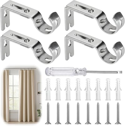 Set van 5 Gordijnroede Beugels met Schroeven en Schroevendraaier - Ideaal voor Woonkamer, Slaapkamer en Kantoor