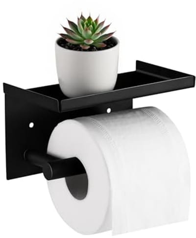 Toiletrolhouder Boorvrij Zwart voor Badkamer en Camper - Roestvrij Staal
