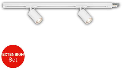 BRILONER Rail - Verlenging voor Railverlichting - uitbreidingsset - opbouwrail - 2x GU10 spots - draaibaar - 0.75 cm - wit