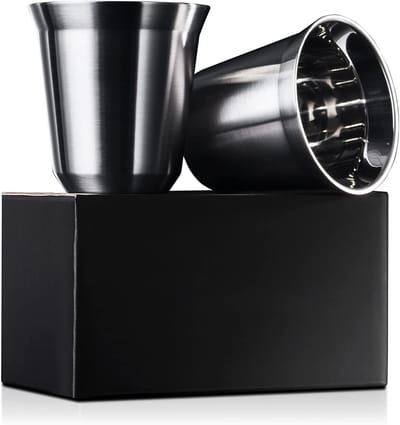 Dubbelwandige RVS Espresso Kopjes - Geïsoleerde Mokken voor Koffie, Vaatwasserbestendig, 150 ml - Set van 2