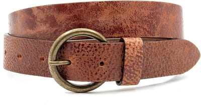 Kinderriem roest bruin - Leren jeans riem 3cm met bronskleurige gesp - Leer - Jeans riem - Stoer - Maat 80
