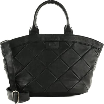 FREDsBRUDER Leren Schoudertas Check My Midi Shopper Black Zwart