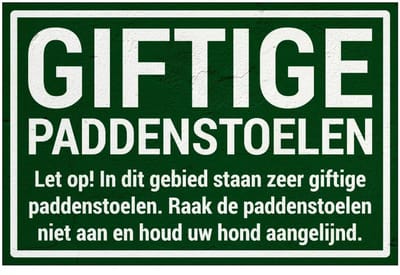Giftige paddenstoelen bord | Sign Again materiaal | 18 x 12 cm