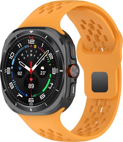 Siliconen bandje - geschikt voor Samsung Galaxy Watch Ultra (47mm) / Ultra 2025 (47mm) - okergeel/oranje
