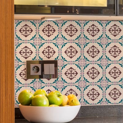 Zelfklevende tegelmuurstickers voor keuken en badkamer - 9 AZULEJOS ANGELITA tegelstickers - 9 stickers 10x10cm