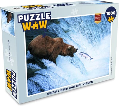 Puzzel Beer - Vis - Waterval - Legpuzzel - Puzzel 1000 stukjes volwassenen
