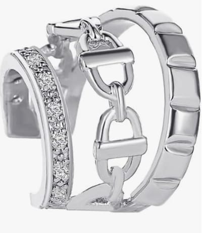 Ear cuff 3 rijen | zilver gekleurd