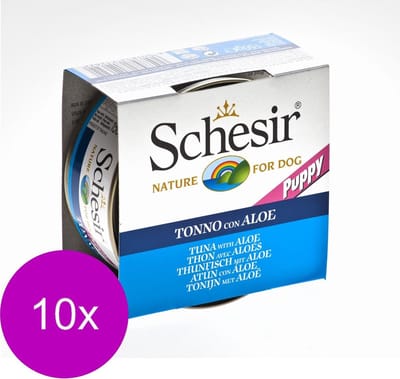 10x Schesir Hondenvoer Puppy Tonijn Aloe in Gelei 150 gr