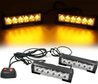 XEOD LED Flitsers Oranje - 12V - 24V - 8 Flits patronen - Gevarenlichten - Vrachtwagen - Bestelauto - Bestel bus - Veilig werken langs de weg - Met schakelaar - 2 Stuks