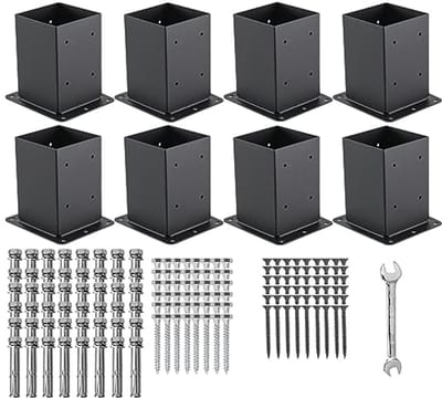 4x4 paalbasis en beugels voor pergola en hekwerk - Set van 8
