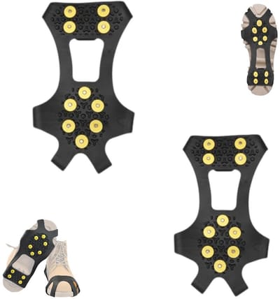 2 stuks - Anti-slip Spikes - Anti Slip Sneeuwzolen met Sneeuwkettingen - Maat M - 20 * 12.5cm - Met 10 Spikes voor extra grip - Stijgijzers voor wandelen, trailrunning en bergbeklimmen