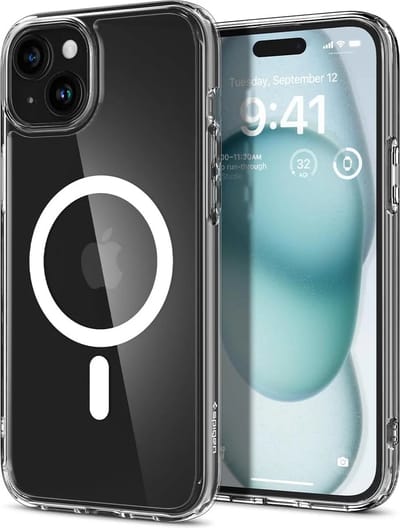 Geschikt voor Spigen Apple iPhone 15 Ultra Hybrid Geschikt voor Mag Transparant Hoesje - Wit